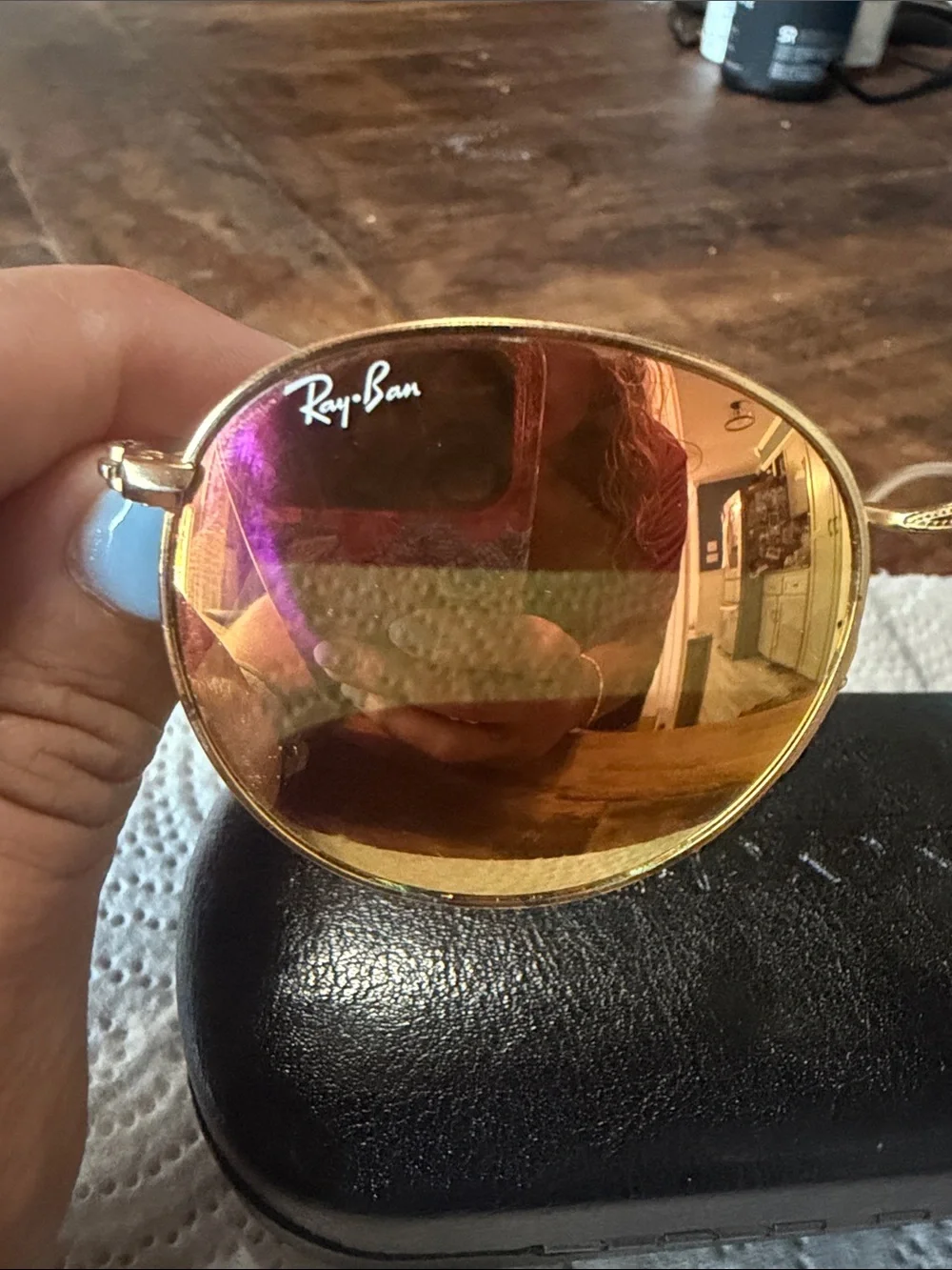 Ray-Ban Gold Frame Sunglasses with Rose Gold Lenses